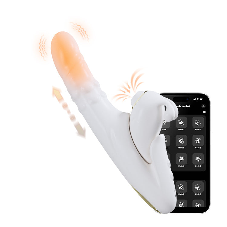 Vibromasseur 2-en-1 amovible à succion et à poussée avec contrôle par application