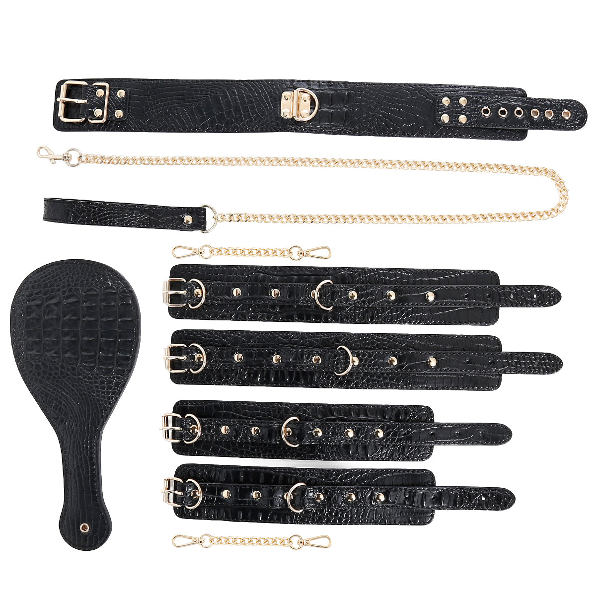 Ensemble de 4 pièces de menottes de bondage BDSM en cuir PU
