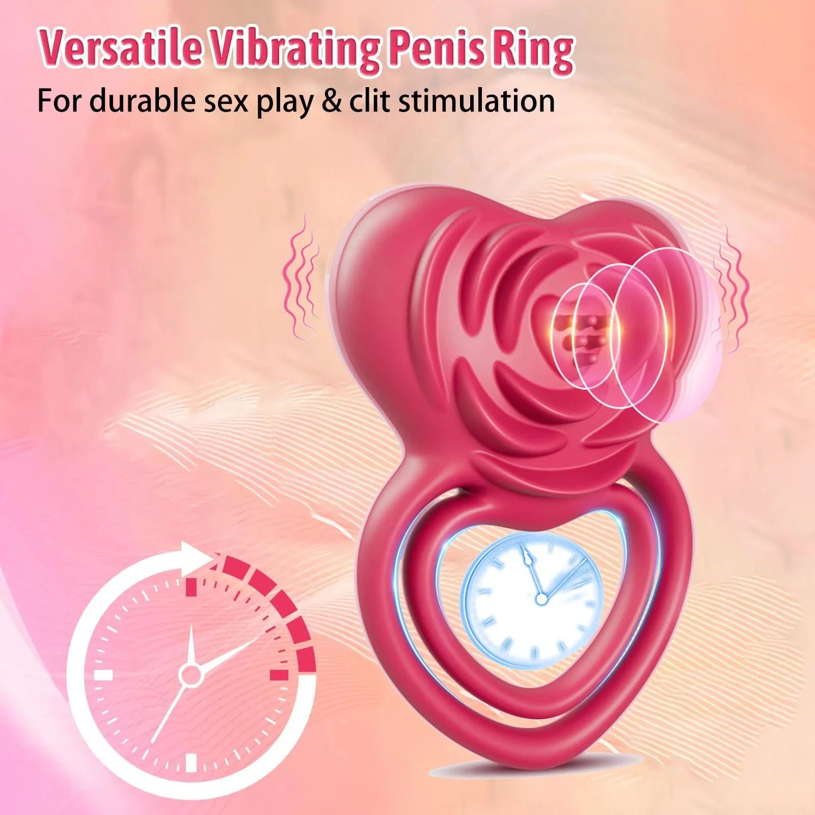 Anneau vibrant stimulant le plaisir avec stimulation de la rose pour lui et elle