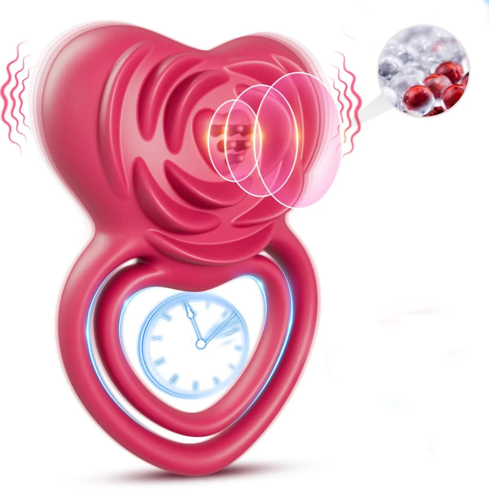 Anneau vibrant stimulant le plaisir avec stimulation de la rose pour lui et elle