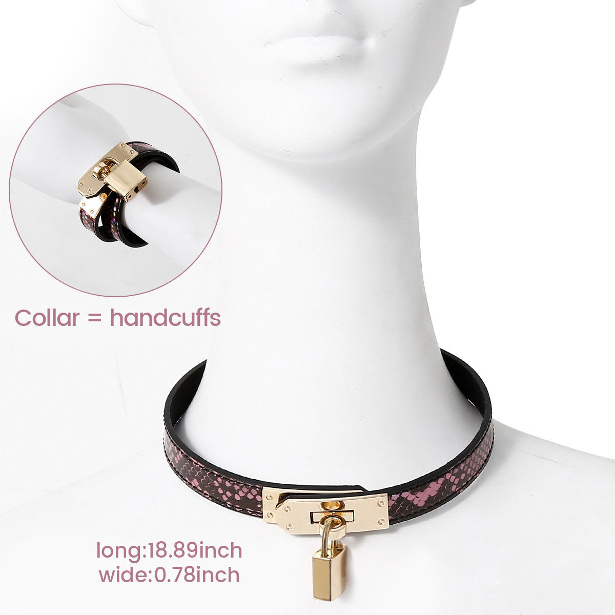 Collier en cuir 2-en-1 et menottes