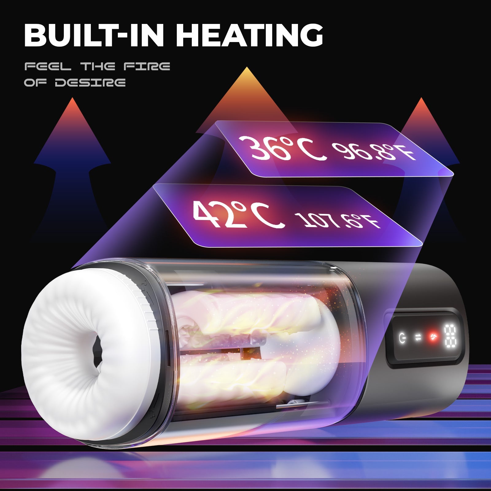 Masturbateur automatique masculin avec 6 intensités de frottement et 2 niveaux de chauffage