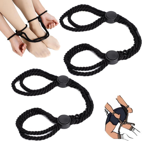 Ensemble de Cordes de Bondage Réglables pour Poignets et Chevilles – Contraintes BDSM pour Couples