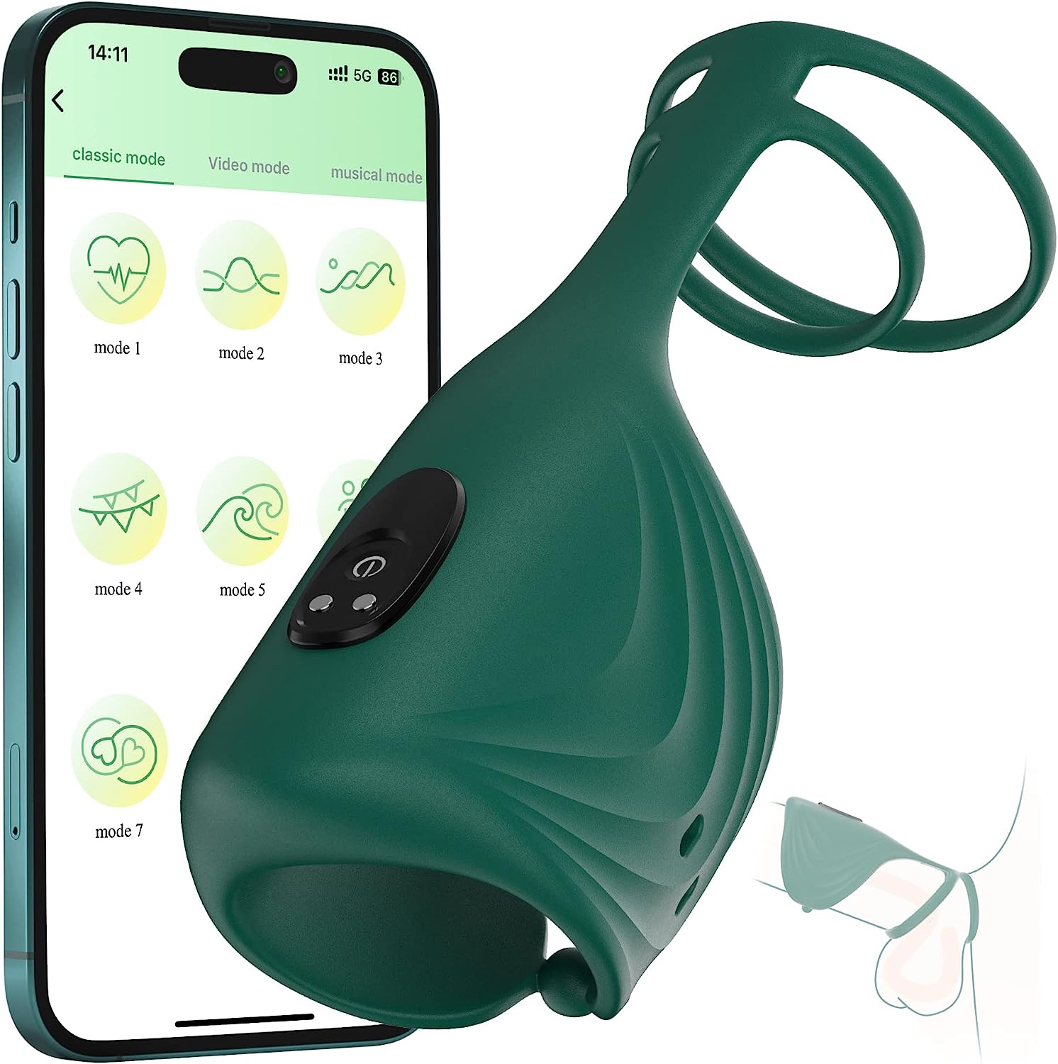 Vibromasseur vibrant pour pénis - Contrôlé par application & Anneau de pénis