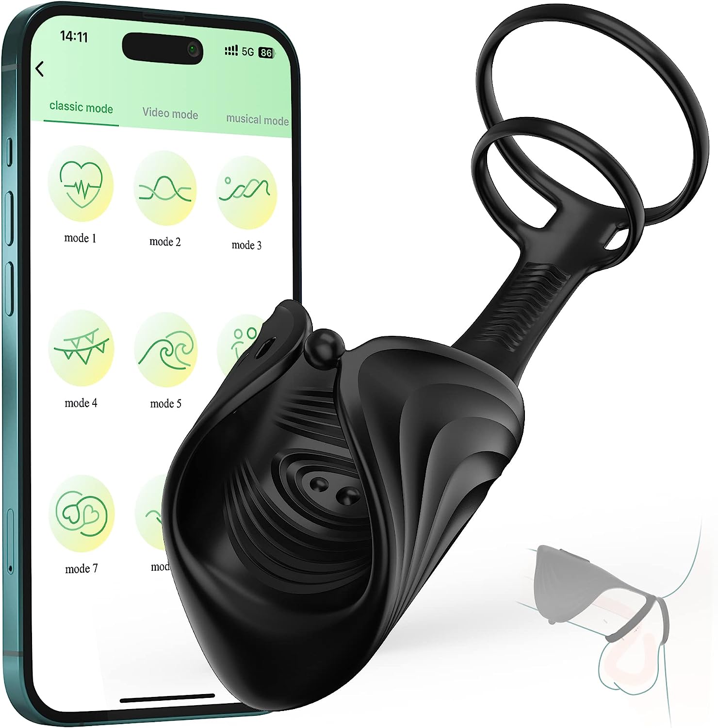 Vibrateur vibrant pour pénis - Contrôlé par application & Cock Ring