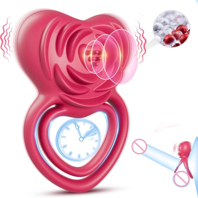 Anneau vibrant stimulant le plaisir avec stimulation de la rose pour lui et elle
