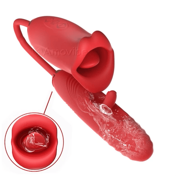 Gode ​​vibrateur, jouet sexuel oral avec 10 modèles de baisers, vibrations et battements