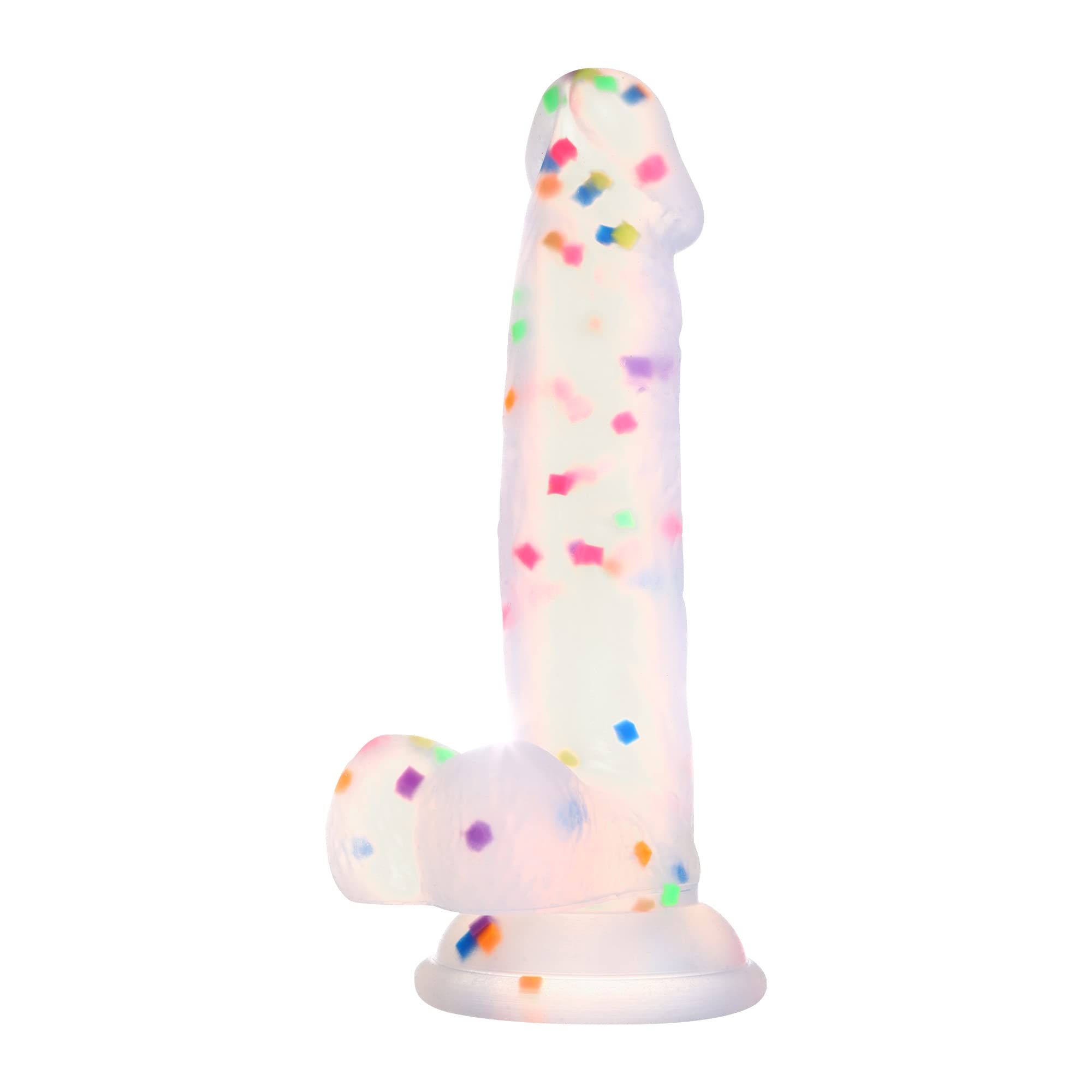 Godemichet en silicone confettis de 6,5 pouces avec ventouse puissante