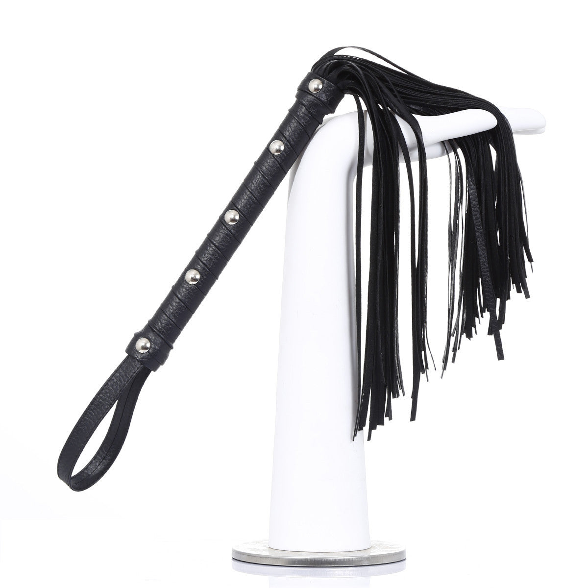 Fouet en cuir BDSM – Flogger à poignée cloutée pour femmes et couples