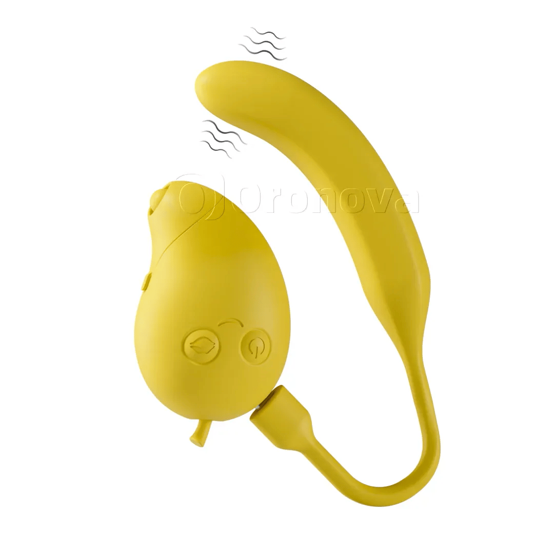 Vibromasseur Bluetooth 2-en-1 à double stimulation par succion et tapotement, mangue et banane