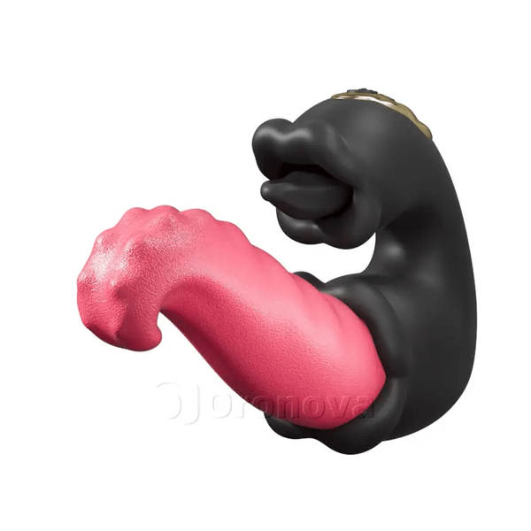 Vibromasseur Double Rose avec Arbre Poussant et Langue Qui Lèche