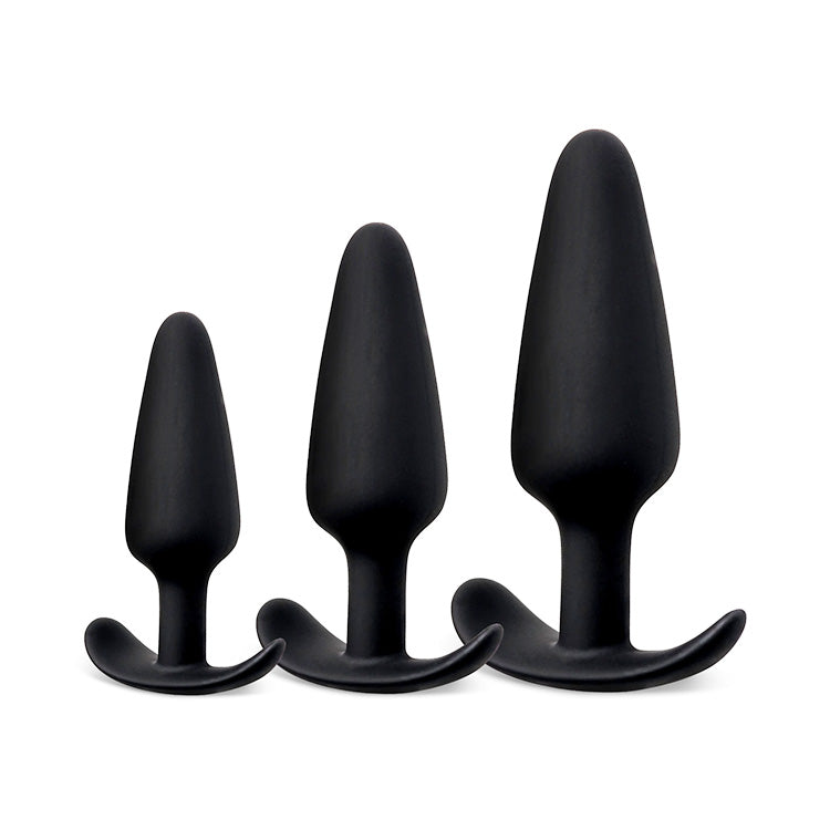 Ensemble de 3 pièces de plugs anaux pour débutants avec base courbée