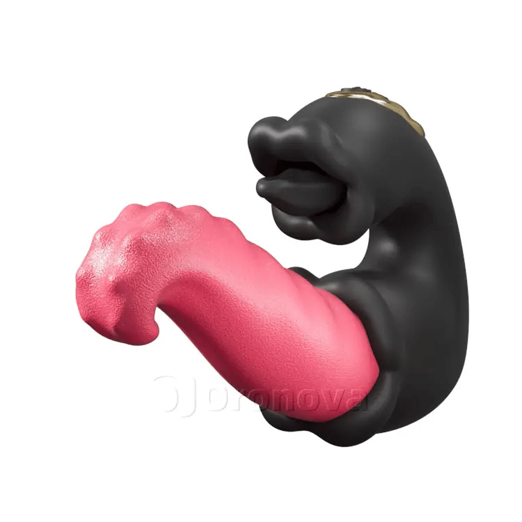 Vibromasseur Dual Rose avec arbre à poussée et langue léchante