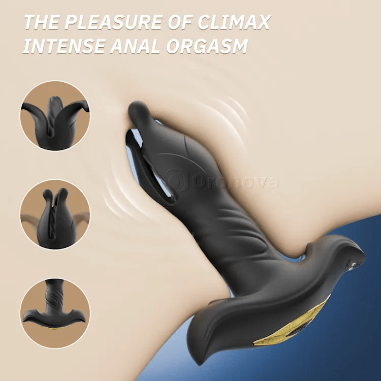 Plug anal extensible télécommandé avec 9 modes de vibration et de poussée
