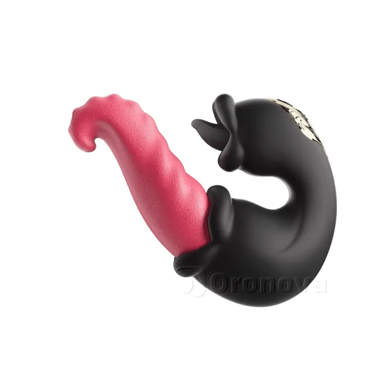 Vibromasseur Dual Rose avec arbre à poussée et langue léchante