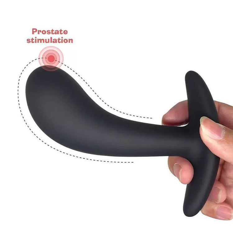 Ensemble de plug anal à base évasée en silicone avec embout courbé (3 pièces)