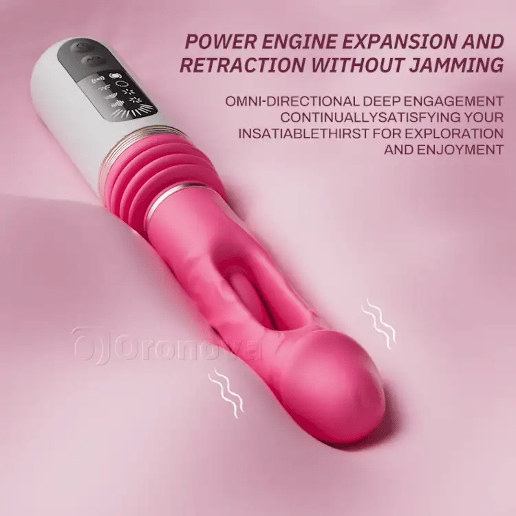 Gode vibrant à poussée avec fonctions battantes et vibrantes