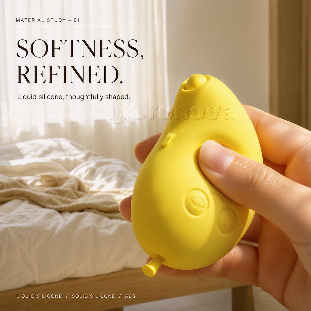 Vibromasseur Bluetooth 2-en-1 à double stimulation par succion et tapotement, mangue et banane