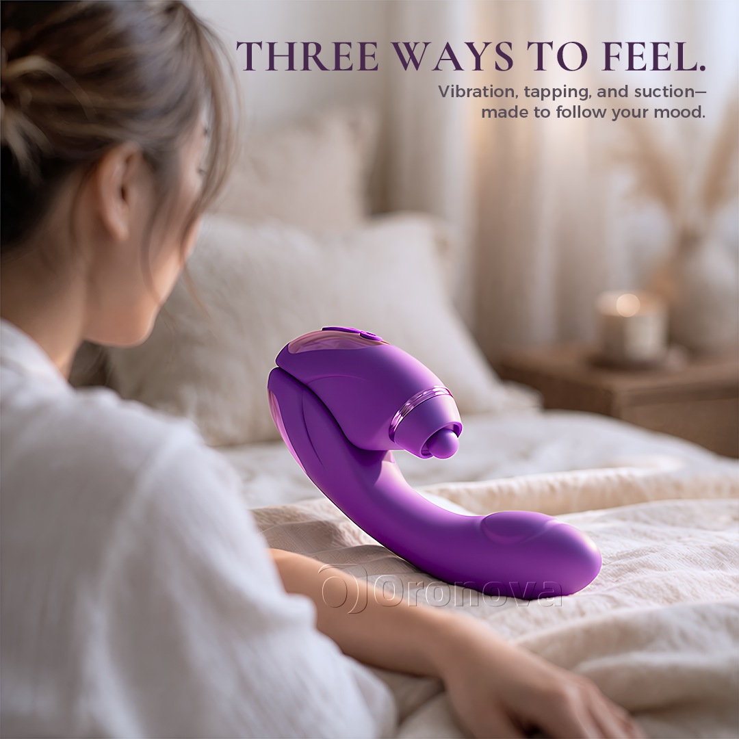 Vibromasseur 2-en-1 à double fonction avec 10 modes de vibration, 10 modes de tapotement et 4 têtes interchangeables