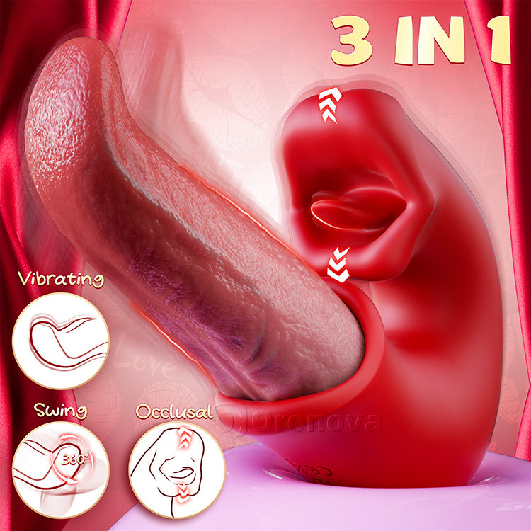 Vibromasseur 3-en-1 – Jouet Rose avec action point G, clitoris et langue