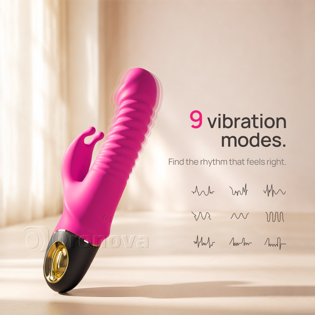 Vibromasseur 3-en-1 à va-et-vient et rotation avec 9 modes de rotation. Des possibilités infinies.