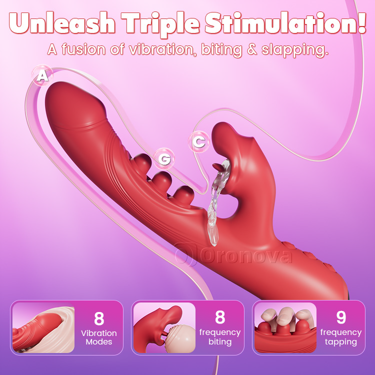 Vibromasseur 3-en-1 pour baisers et triple tapotement – plaisir clitoridien et point G