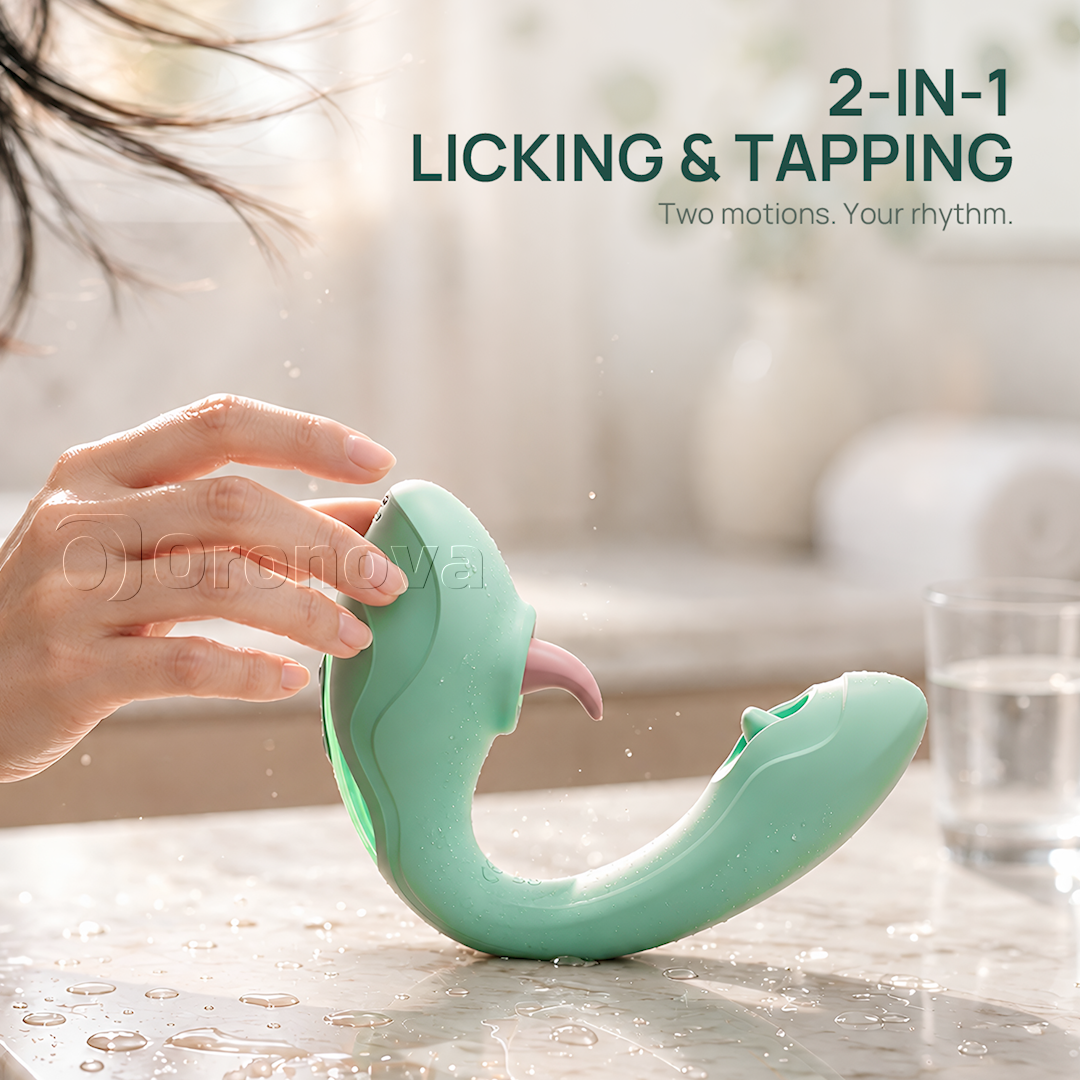 Vibromasseur 2-en-1 à langue et à tapotements - Stimulation clitoridienne par léchage, 7 modes de léchage et 7 modes de tapotement