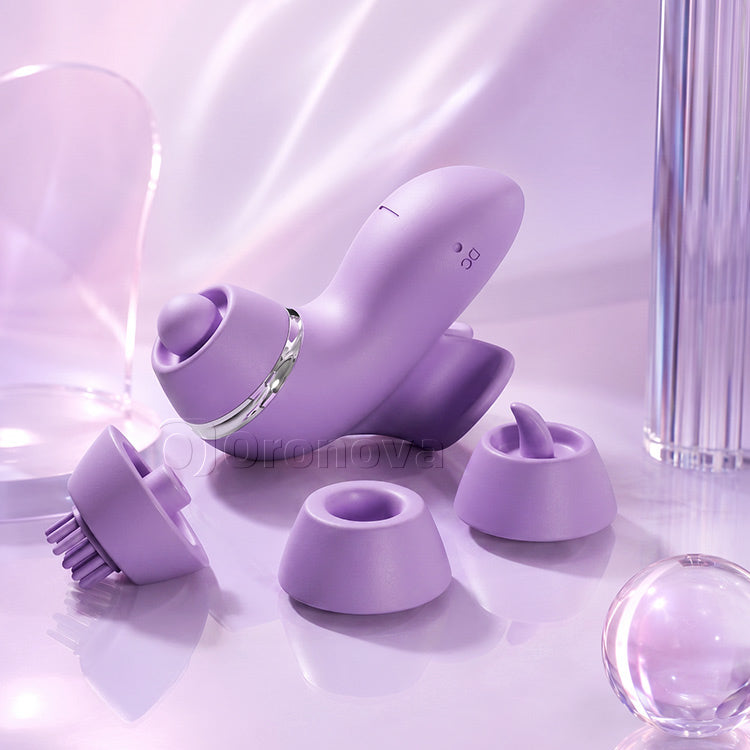 Vibromasseur multifonction 4 en 1 | Plaisir de battement, léchage, brossage et succion
