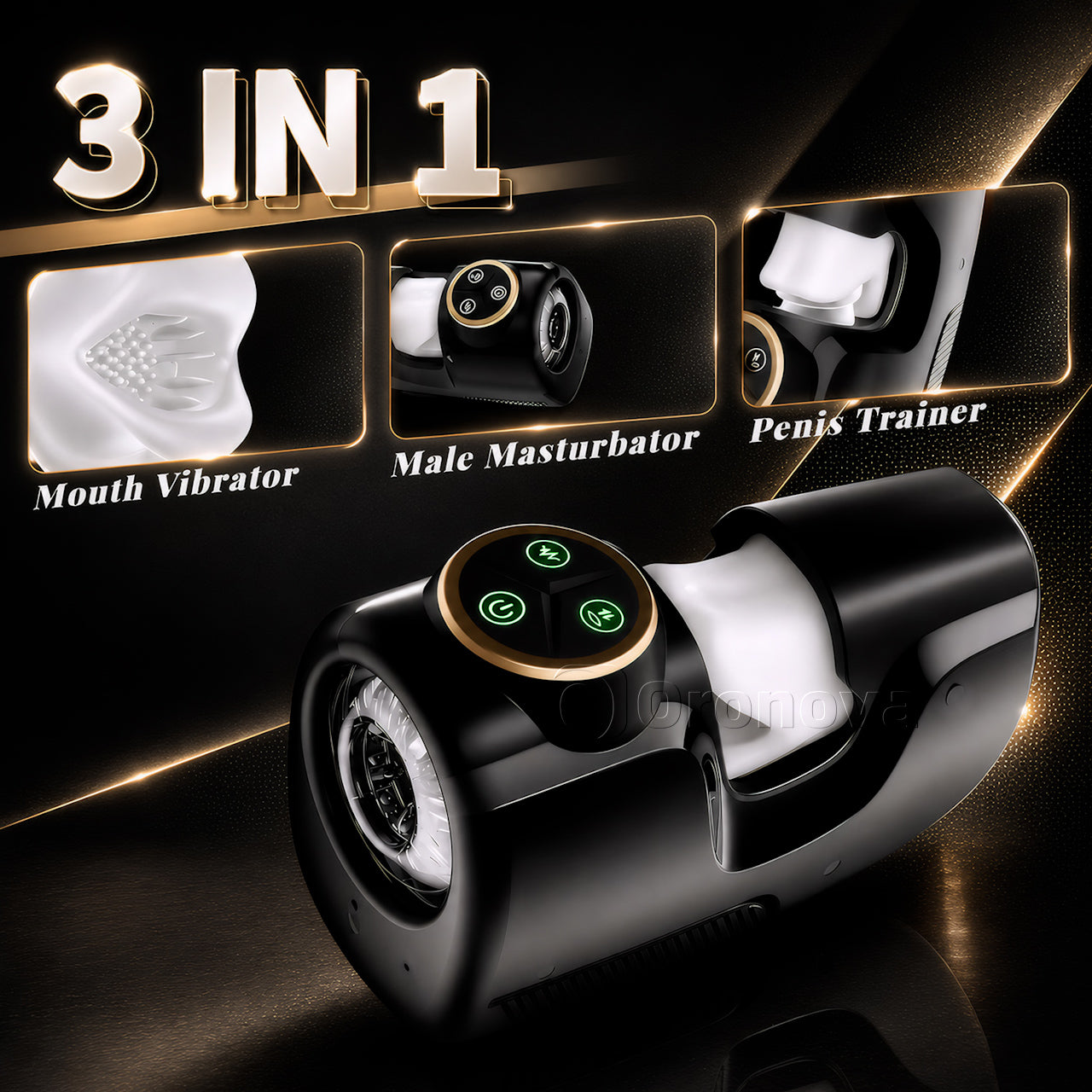 Dispositif de plaisir masculin 3-en-1, 10 modes de vibration, 10 modes de poussée, 10 modes de contraction, changement libre.
