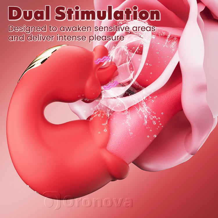 Vibromasseur Point G à Double Rose - Stimulation de la Langue et Vibration