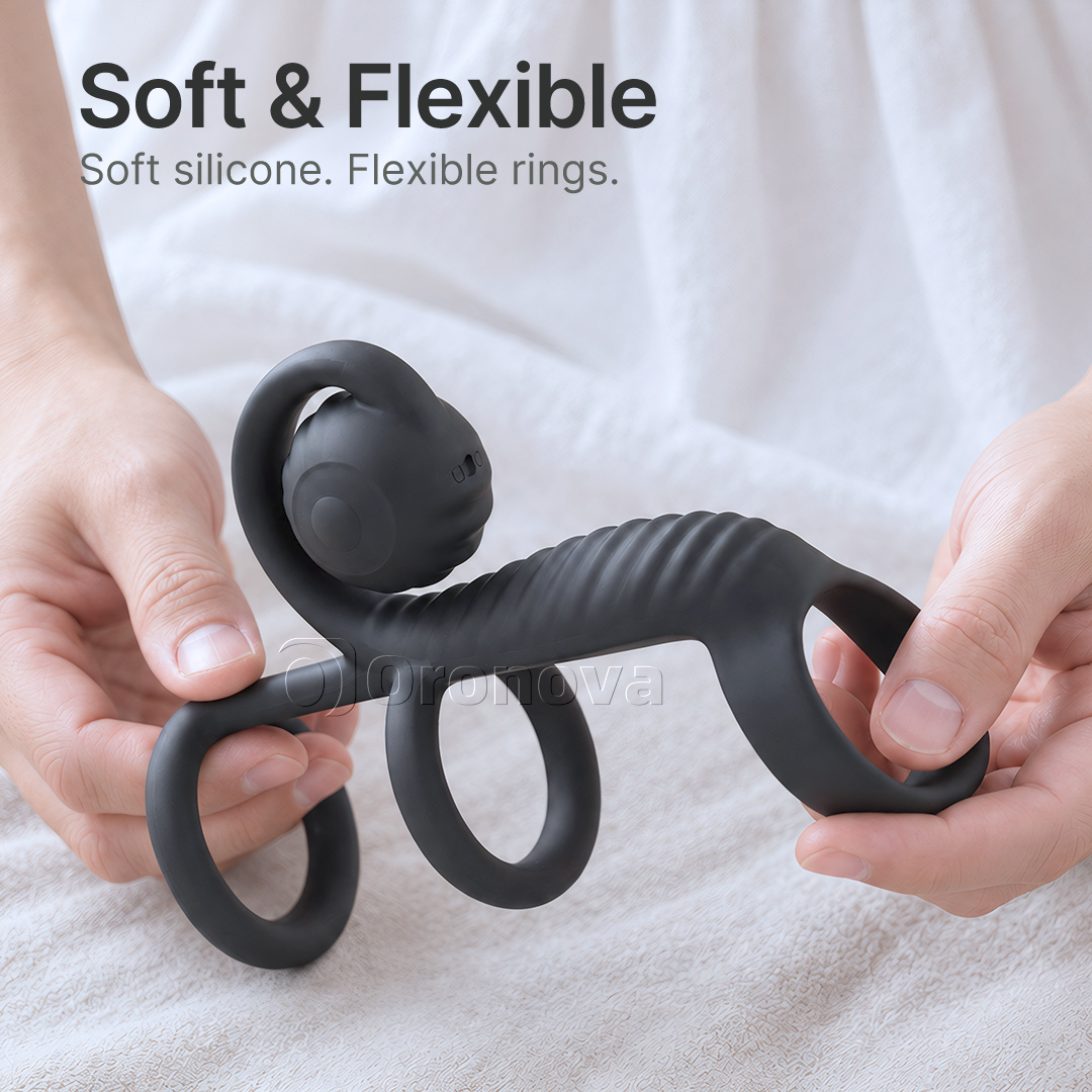 Télécommande à double vibration avec tête de vibration arrondie et design à trois anneaux