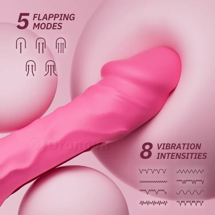 Gode vibrant à poussée avec fonctions battantes et vibrantes