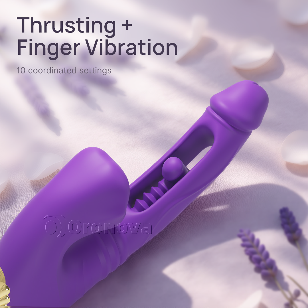 Vibrateur à pénétration creuse avec vibration du bout des doigts, vibration de la tête et stimulation des lèvres par morsure