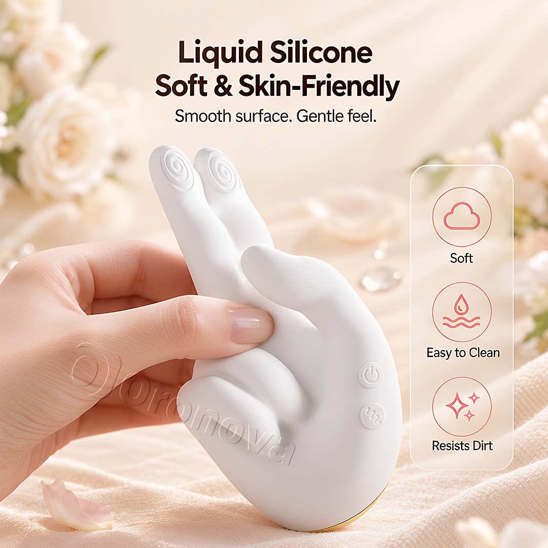 Vibromasseur chauffant en forme de main - 10 modes de vibration, 10 rythmes de tapotement et stimulation à deux doigts