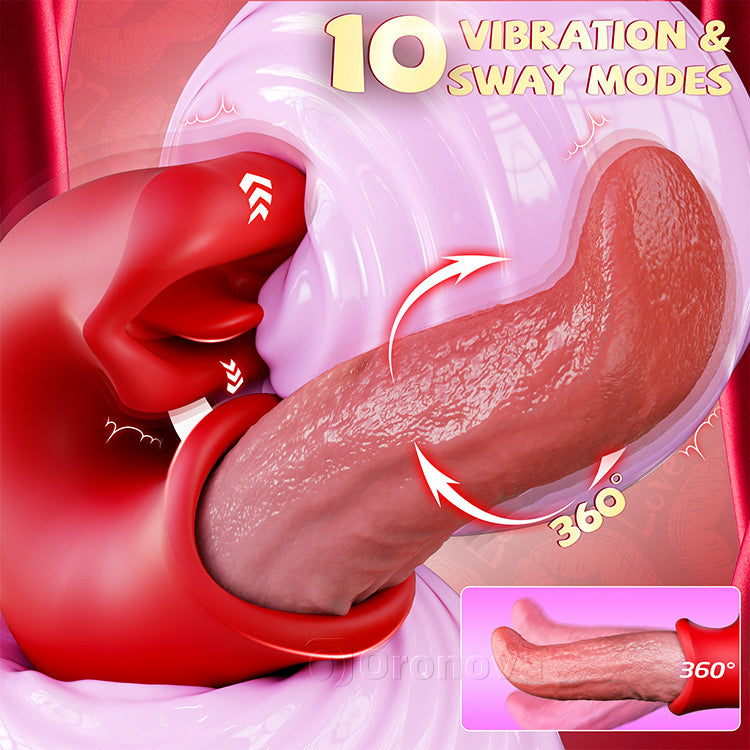 Vibromasseur 3-en-1 – Jouet Rose avec action point G, clitoris et langue