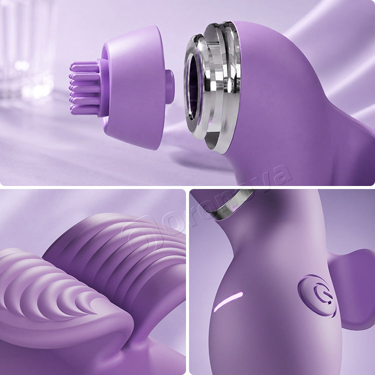Vibromasseur multifonction 4 en 1 | Plaisir de battement, léchage, brossage et succion
