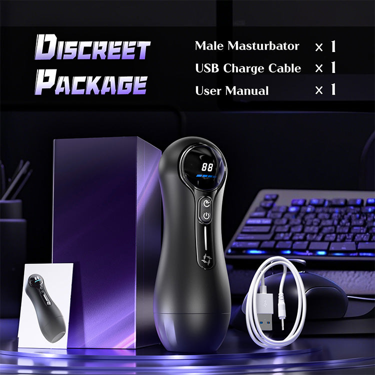 Masturbateur automatique masculin – 4 modes d'aspiration, 9 vibrations, affichage LED