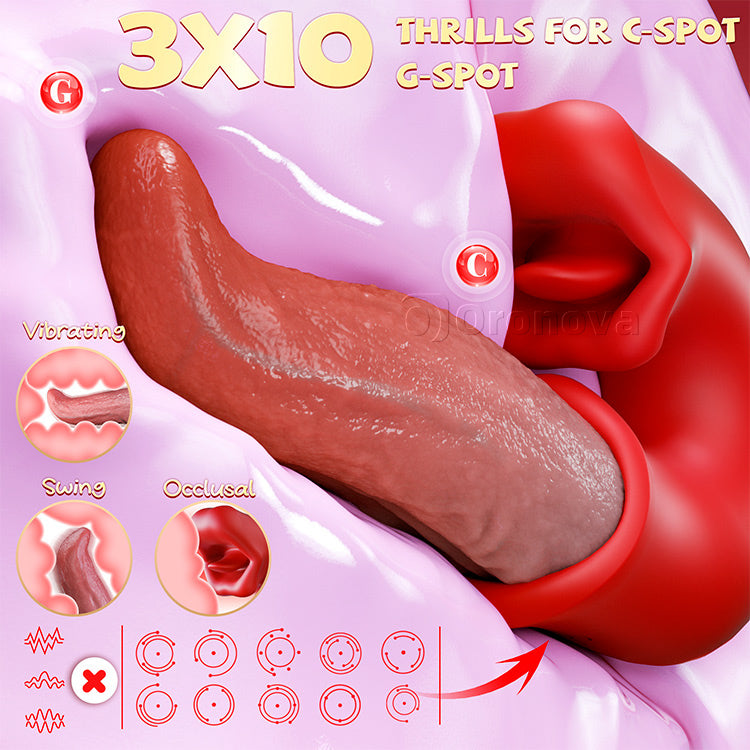 Vibromasseur 3-en-1 – Jouet Rose avec action point G, clitoris et langue
