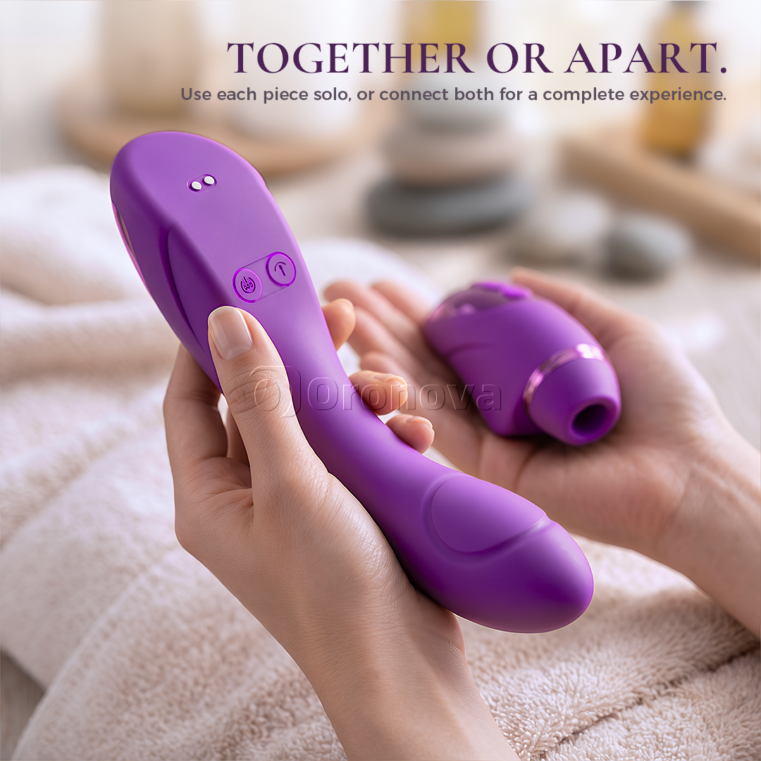 Vibromasseur 2-en-1 à double fonction avec 10 modes de vibration, 10 modes de tapotement et 4 têtes interchangeables