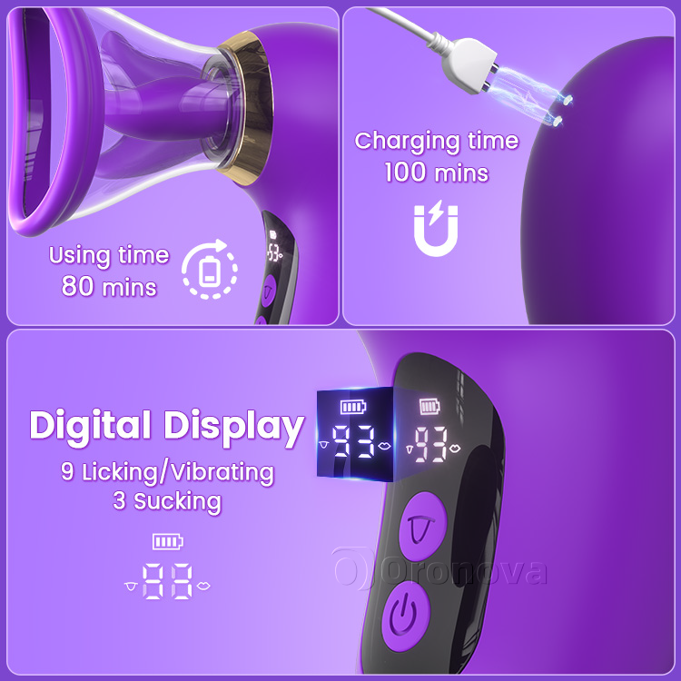 Vibrateur aspirant 5-en-1 avec écran LCD