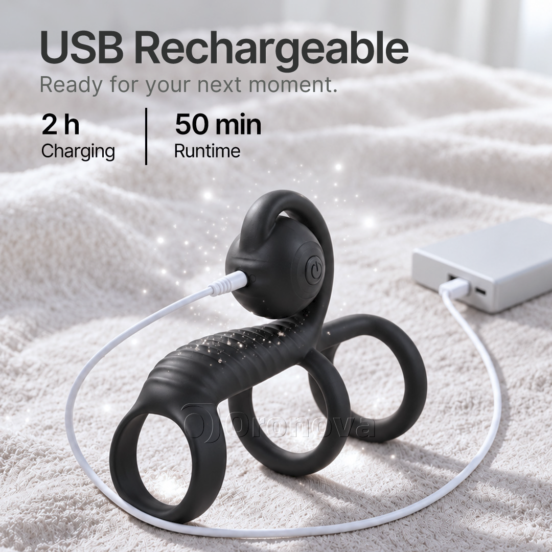 Télécommande à double vibration avec tête de vibration arrondie et design à trois anneaux