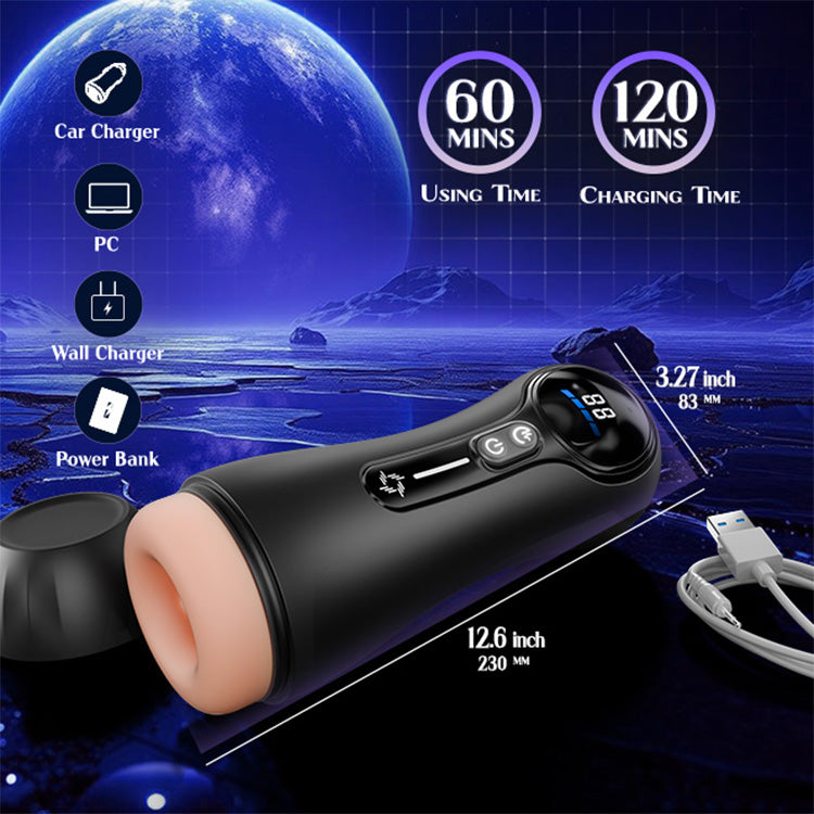 Masturbateur automatique masculin – 4 modes d'aspiration, 9 vibrations, affichage LED