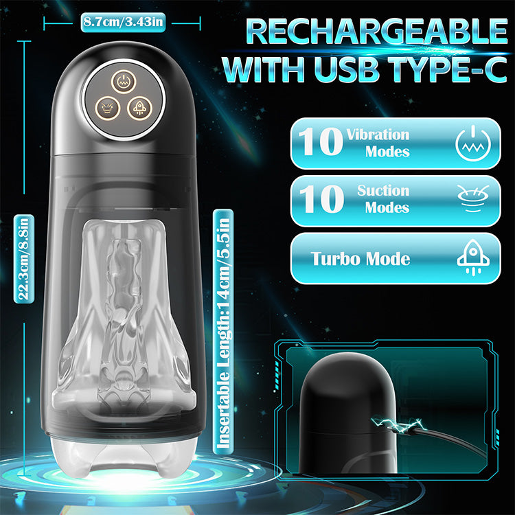 Masturbateur masculin automatique – 9 modes de succion et de vibration avec fonction tourbillon