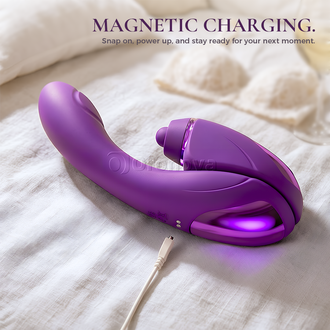 Vibromasseur 2-en-1 à double fonction avec 10 modes de vibration, 10 modes de tapotement et 4 têtes interchangeables
