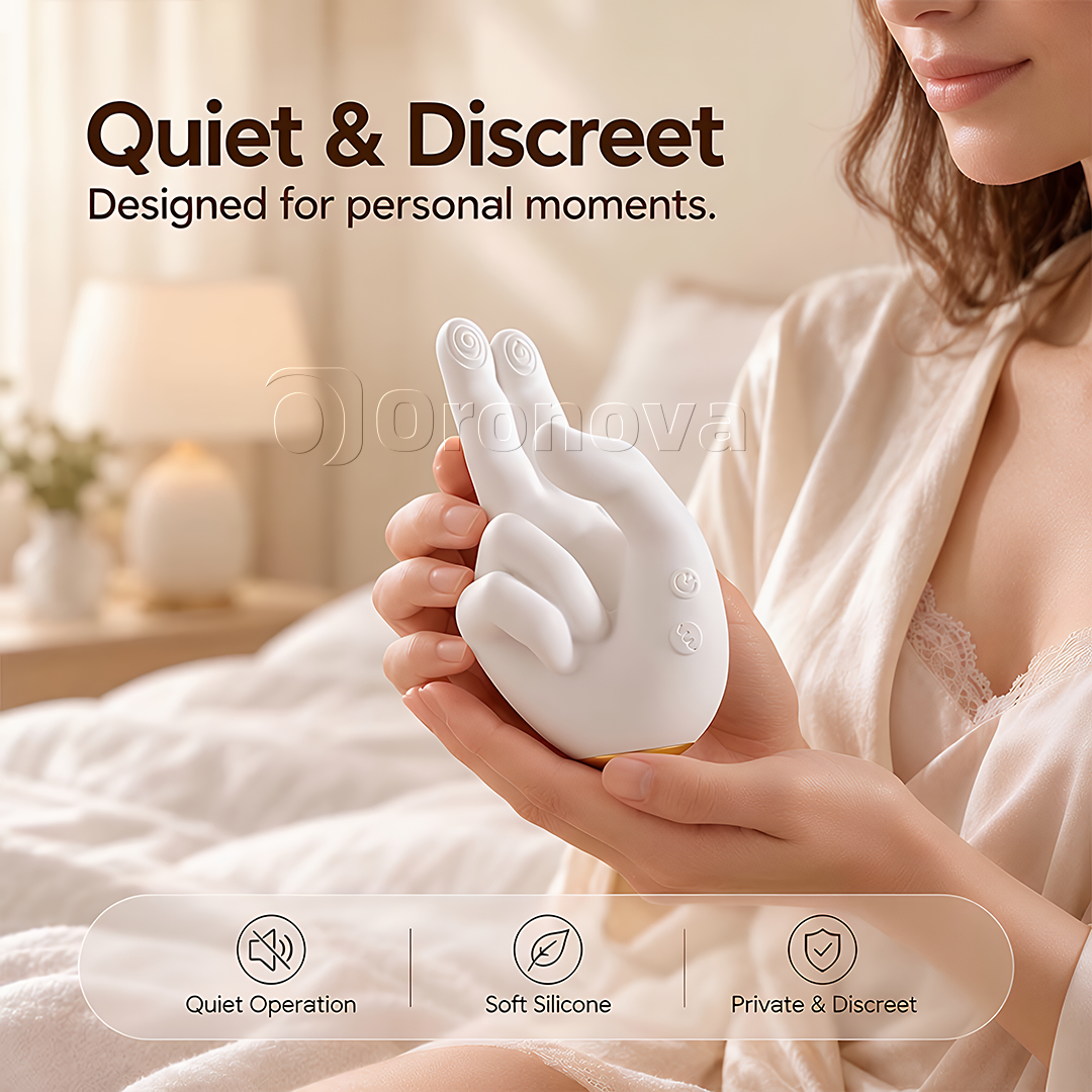 Vibromasseur chauffant en forme de main - 10 modes de vibration, 10 rythmes de tapotement et stimulation à deux doigts