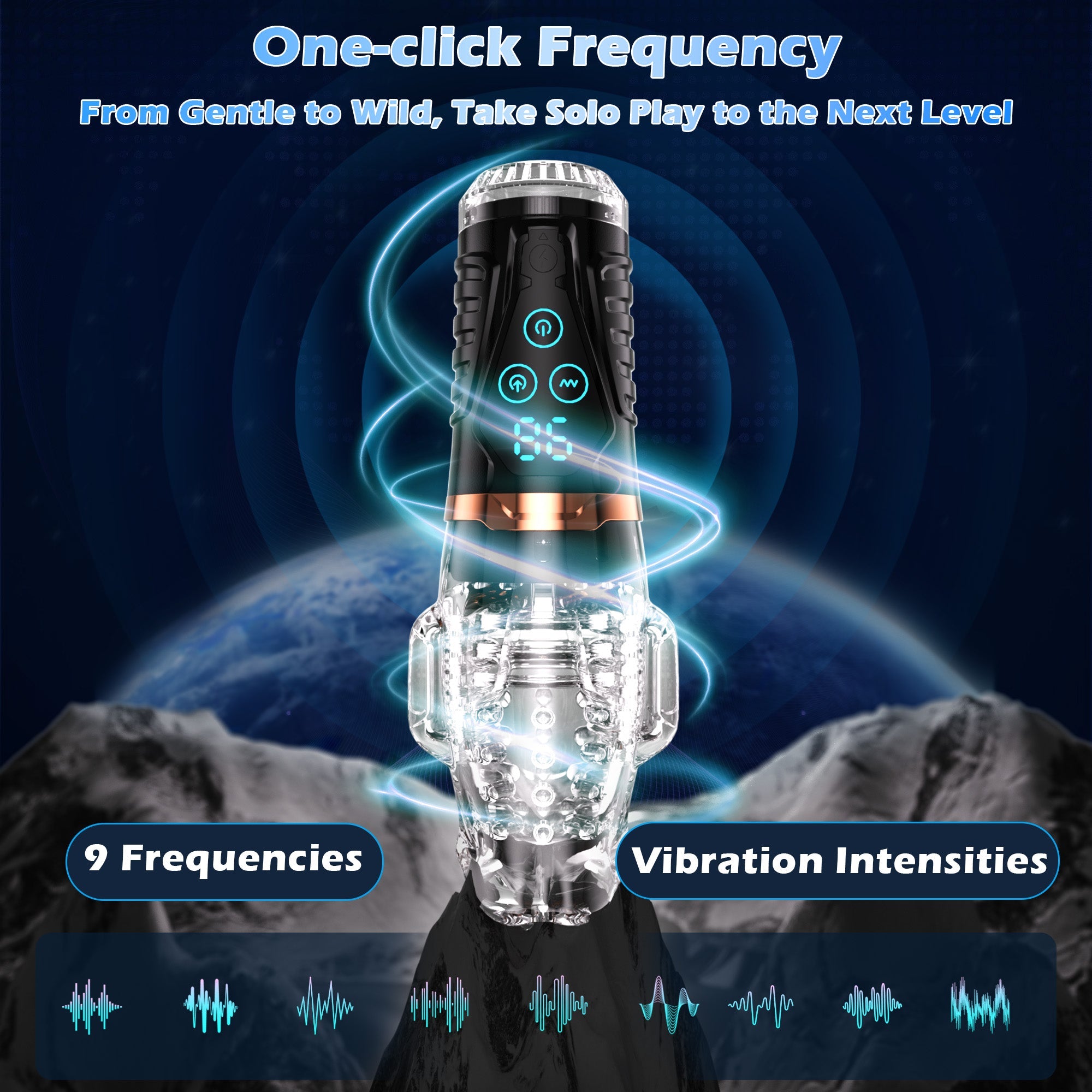 Masturbateur à succion multifonction avec 10 modes de vibration