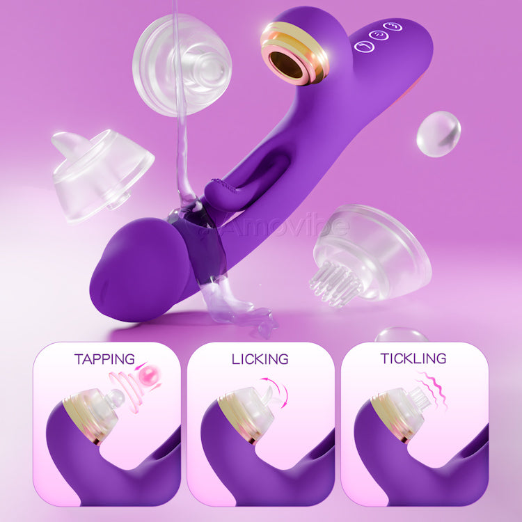 Vibromasseur Point G à Battement - Manchons en Silicone Interchangeables pour les Fonctions de Tapotement, Chatouillement et Léchage